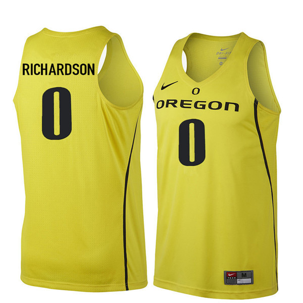 Men #0 Will Richardson Oregon Ducks College Basketball Jerseys Sale-Yellow